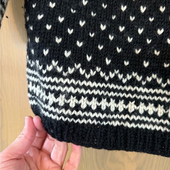 Vintage Motif Hand Knit Wool Nepal Zip Front Cardigan / Sweater / Jacket / small - Picture 8 of 9